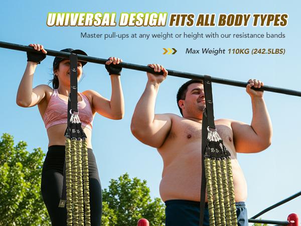 ALongSong Pro Pull-Up Assist Bands Heavy-Duty 320-400lb Adjustable Resistance for Home Gym & Outdoor Training with Extra-Wide Footplate & Carry Bag - Workout Straps