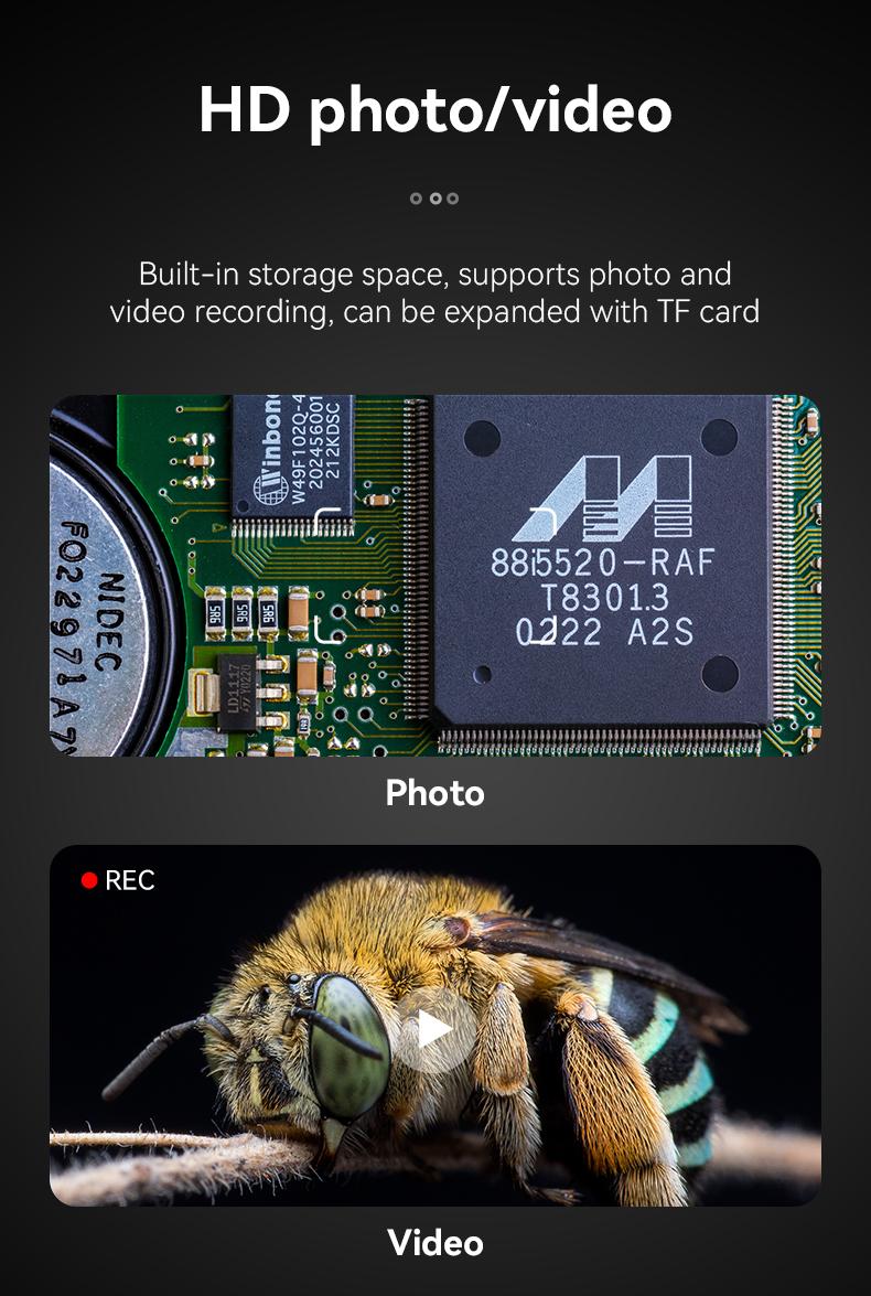 INSKAM 2025 Upgraded Portable Handheld Magnifying Glass,2.0 Inch Glass with 500x Magnification, 200W Pixel, Built-in 8 LEDs, Compatible with Windows & Mac OS Office Gadgets Gift for men