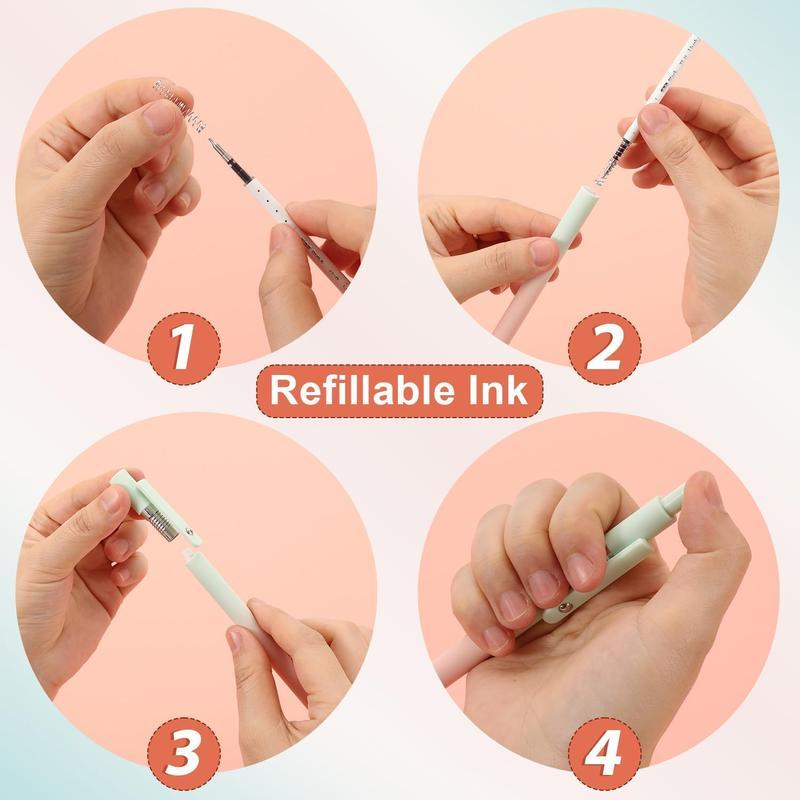 Quick Dry Black Gel Ink Pen Fine Point 0.7mm Retractable with Gradient Color Barrel Soft Silicone Grip Detachable Design for Note Taking Silent Click Pen Set 5 10 20pcs