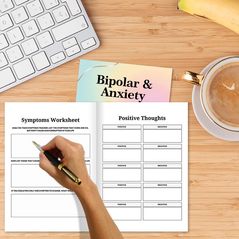 Bipolar & Anxiety Therapy Journal Mental Health Planner Self Recovery Diary Daily Emotional Support Log Soft Cover Wellness Notebook for Mindfulness Healing Gift Idea