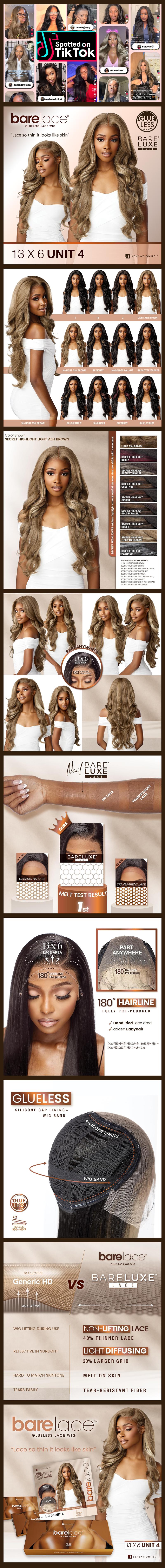 Sensationnel HD Lace Front Wig Glueless BareLace 13X6 Unit 4