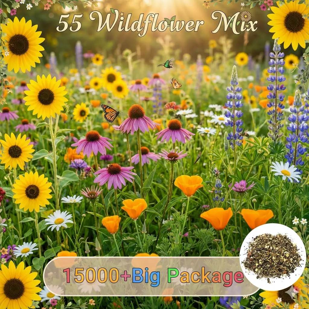 15000+ Wildflower Seeds Mix 50 Varieties Non-GMO Perennial Flower Seeds for  Planting Outdoors Butterfly & Pollinator Flower Mix Attract Bees Birds &  Hummingbirds All Perennial Wildflower Mixed Seeds for Planting, - TikTok  Shop