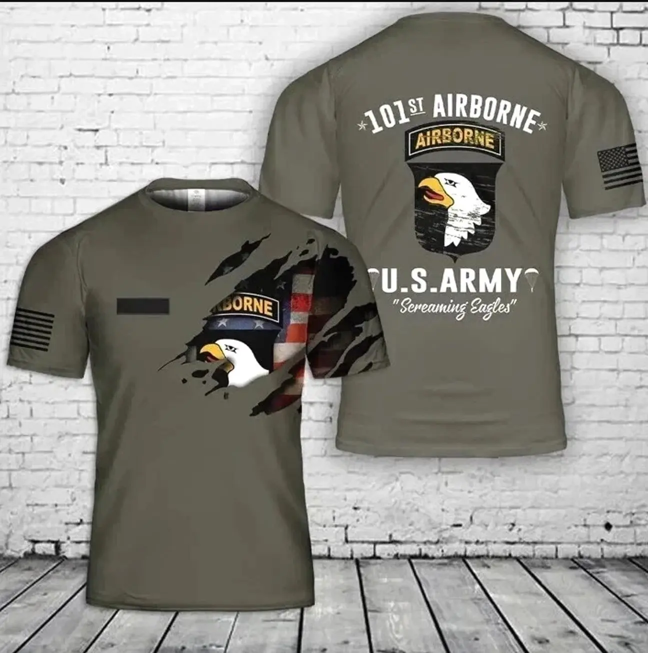 Custom Name US Army 101st Airborne Division AOP 3D T-Shirt Veteran, US Army, Pride, Graphic T shirt 299
