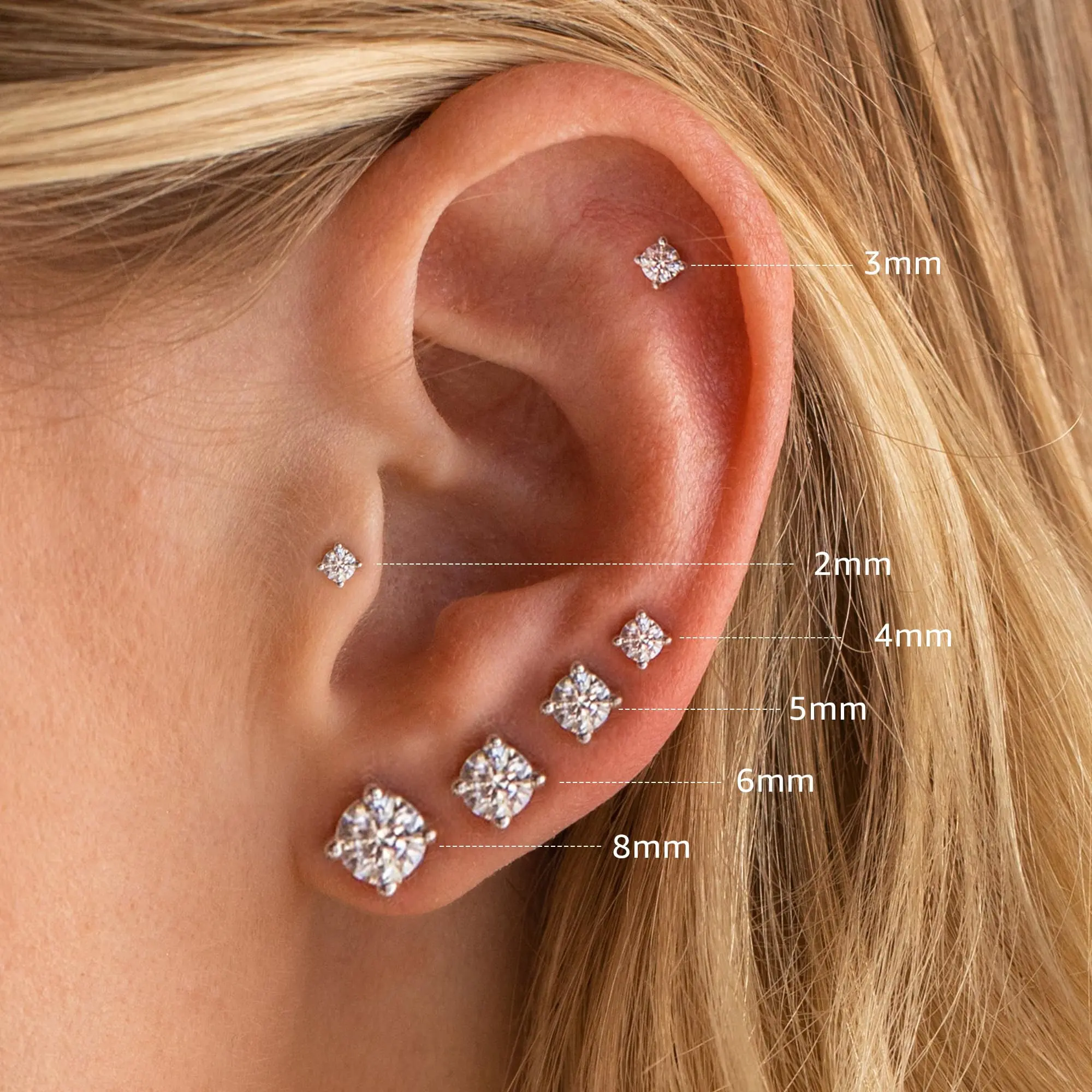 Turandoss Unisex Gold Cubic Zirconia Flat Back Earring Studs - Stackable Earring Stacks, Jewelry Stack for Sensitive Ears, Sleep-Friendly Cartilage Jewelry, Buy 1 Get 1 Free (Cross Necklace Incl, 200 Available)