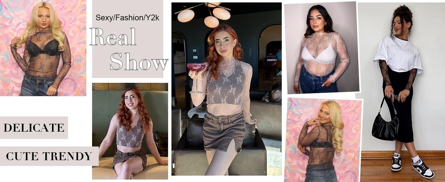WoodBerry Women's Lace Mesh Tops Long Sleeve Floral Lace Blouse Sheer Mesh Mock Neck Layering Top with Cowl Neckline & Floral Embroidery Stylish Turtleneck Womenswear WoodBerry Women's Lace Mesh Tops Long Sleeve Floral Lace Blouse Sheer Mesh Mock Neck Layering Top with Cowl Neckline & Floral Embroidery Stylish Turtleneck Womenswear