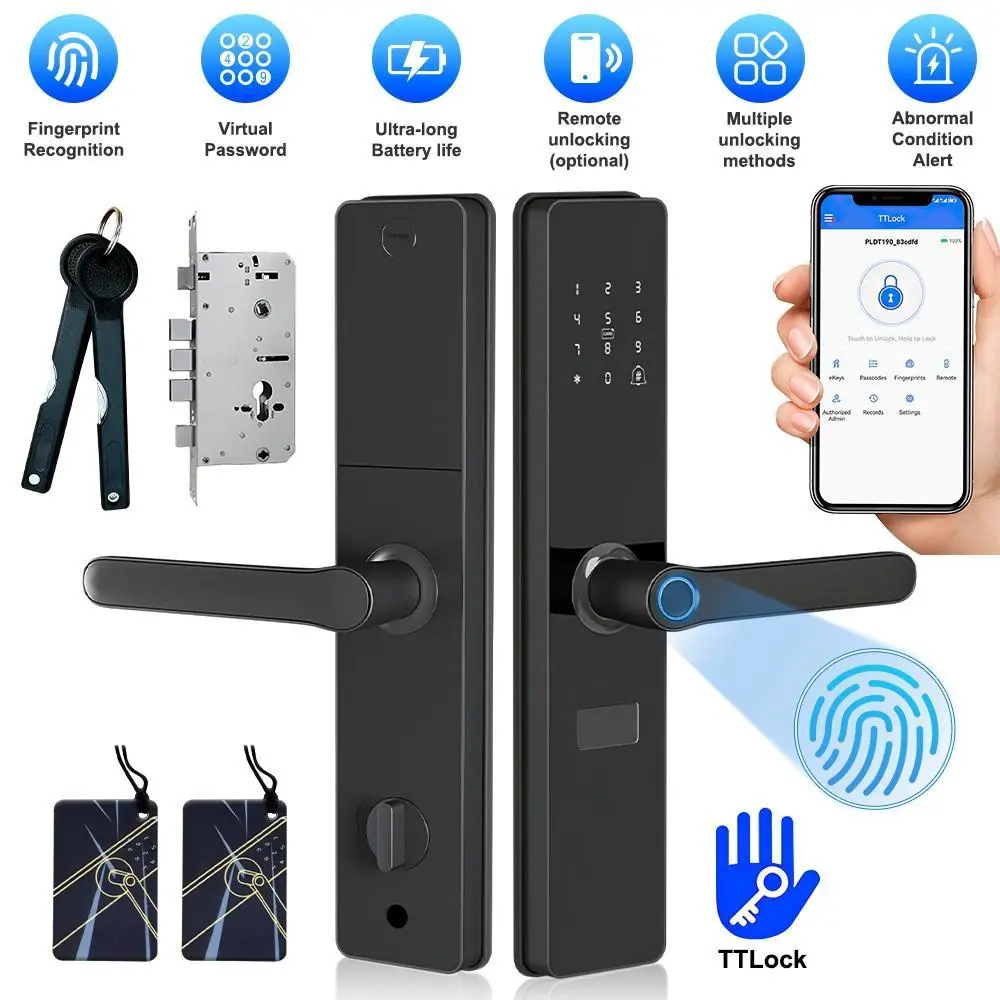 【BackToSchool】Upgraded Door Lock Biometric Fingerprint Bluetooth Password Keyless Keypad Entry Applicable door thickness 60mm
