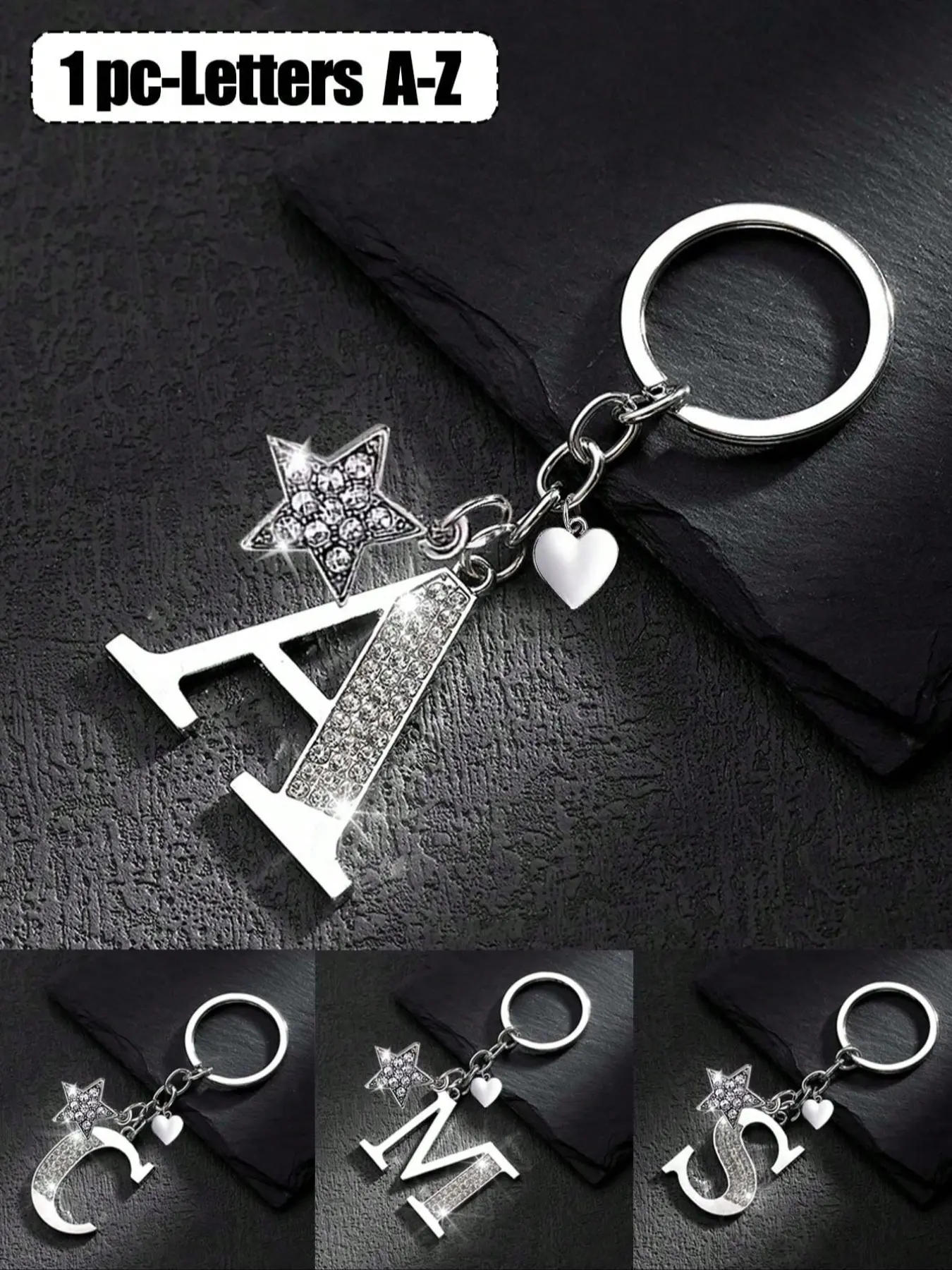 Simple Letter A-Z Versatile Bag Pendant, European American Creative Luggage Keyrings, Lucky Five-Pointed Star Diamond Pendant, Perfect Gift For Birthdays, Headphone Pendant, Keychain, Stylish Keychain, Zinc Alloy Keychain
