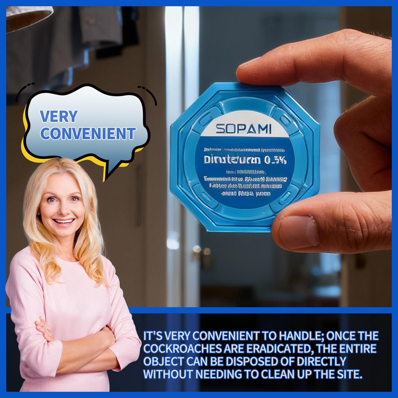 SOPAMI Insecticidal Bait - Small Size Roach Bait for Kitchen & Indoor Use with Dinetofuran 0.5% Active Ingredient No Magnets Cockroach Repellent Gel Cockroach Control Cockroach Killer