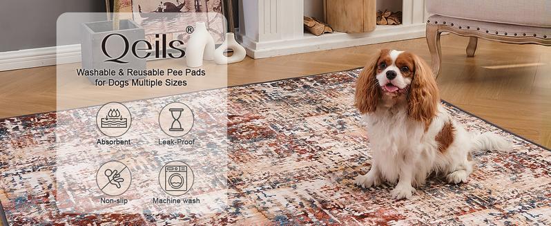 Qeils 36"x41" Washable Puppy Pee Pads | Super Absorbent, Waterproof & Reusable Non-Slip Training Mat for Floor/Crate Pet Supplies Poodle Dogs