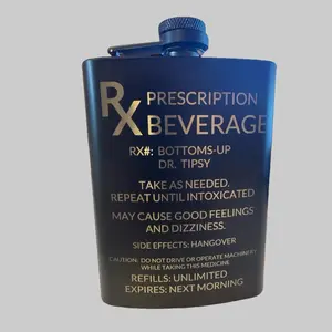 Custom laser engraved black 8oz hip flask