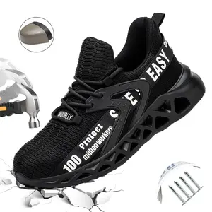 Men's Safety Shoes Anti-Smash Steel Toe Anti-Puncture Kevlar Lightweight Soft Breathable Outdoor Work Shoes Industrial Workshop Men's Safety Boots