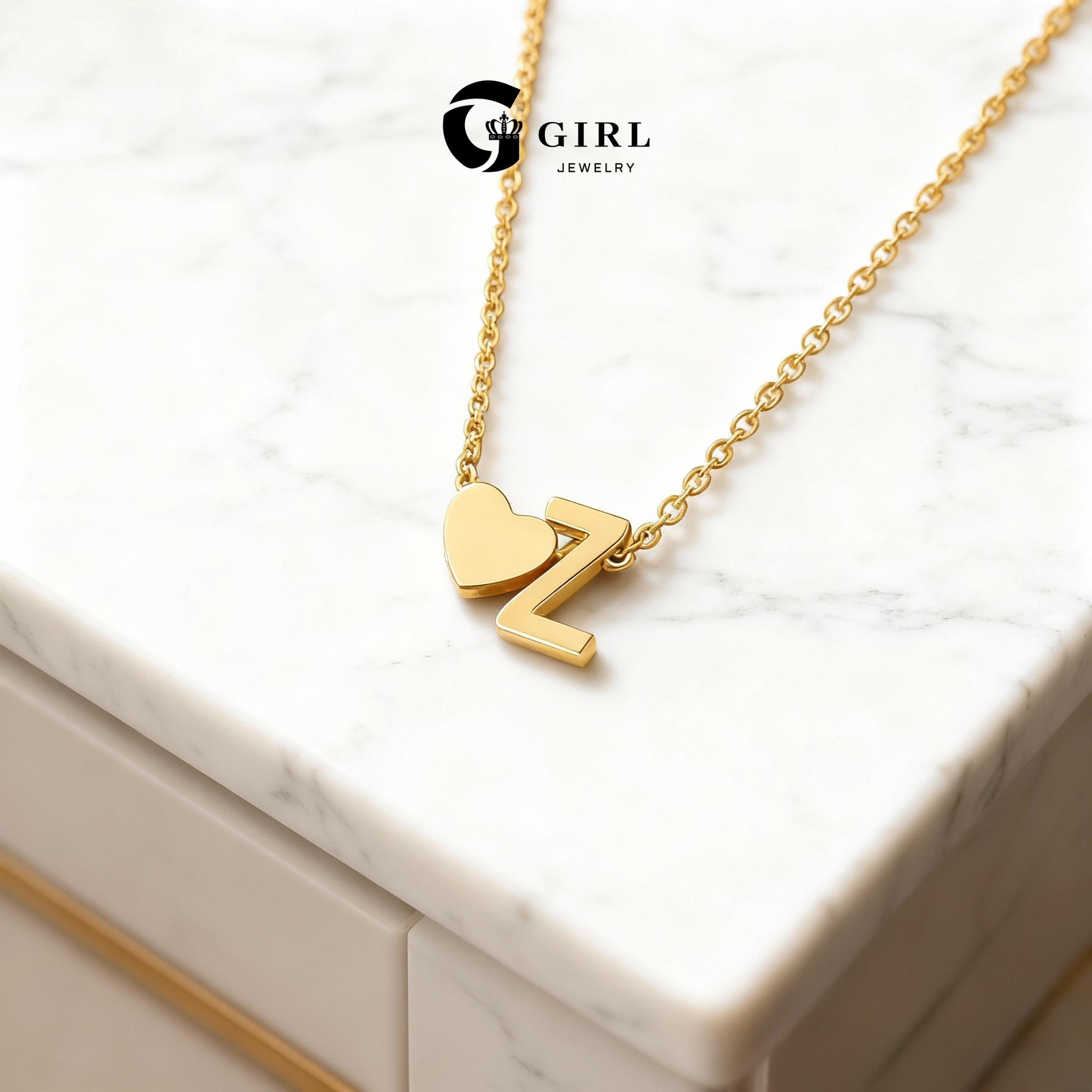 GGIRL 18K Gold Plated Heart Initial Letter A-Z Necklace for Women Alphabet Pendant Dainty Fashion Jewelry Gift for Holiday Haul Christmas Birthdays Anniversaries