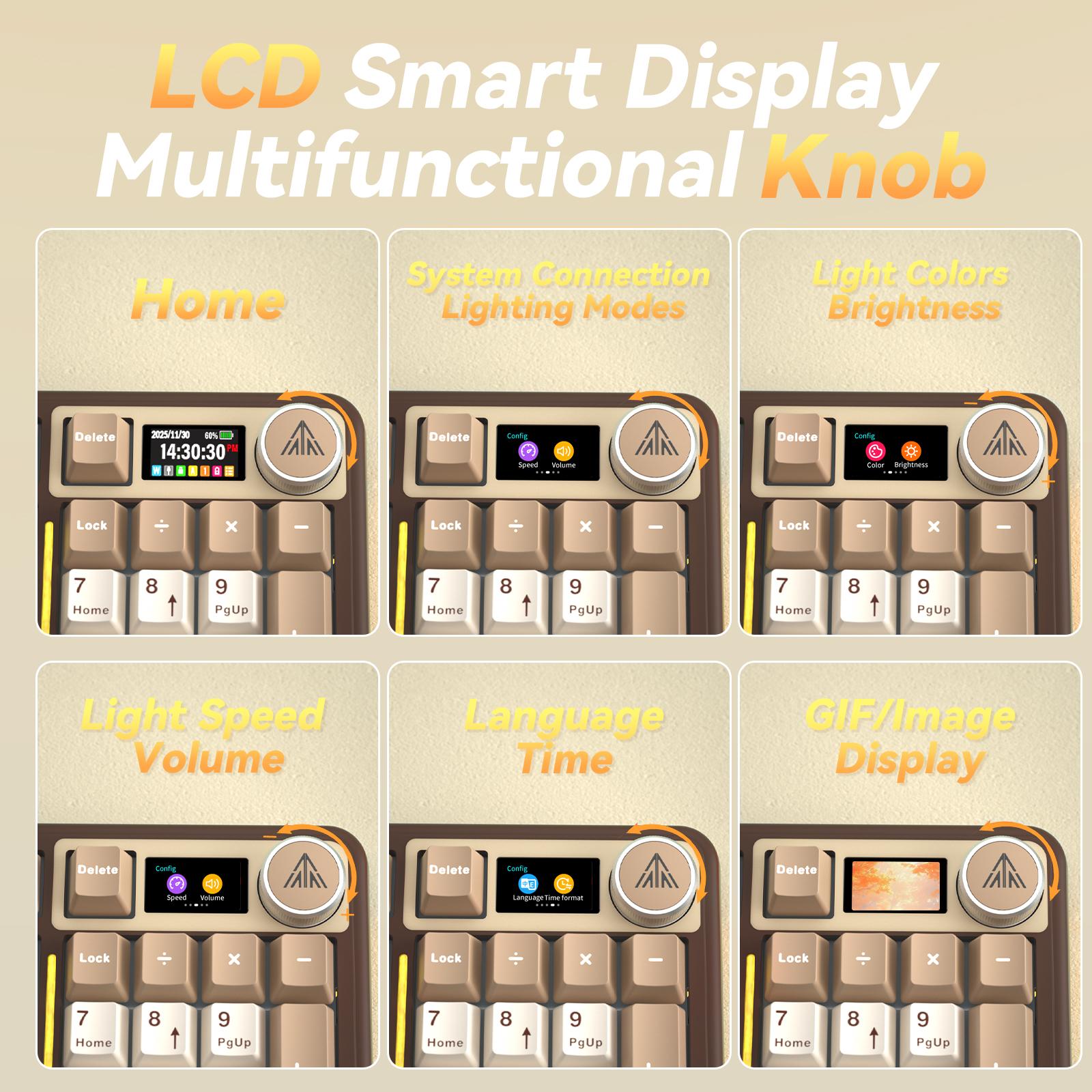Solakaka A99 Pro Series Wireless Computer Keyboard with LCD Screen&Knob