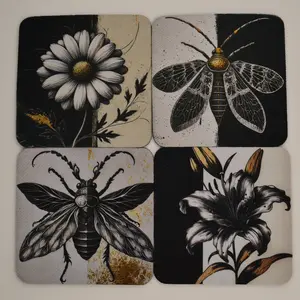 Black and Gold Drink Coaster set of 4