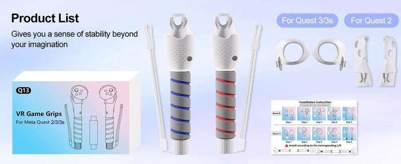 3 in 1 Gorilla Tag Long Arms for Meta Quest 3S/3 and Oculus Meta Quest 2,Beat Saber Handles Attachment/Golf Club Extension Grips for VR Sticks Controller Accessories,Enhance VR Game Experience