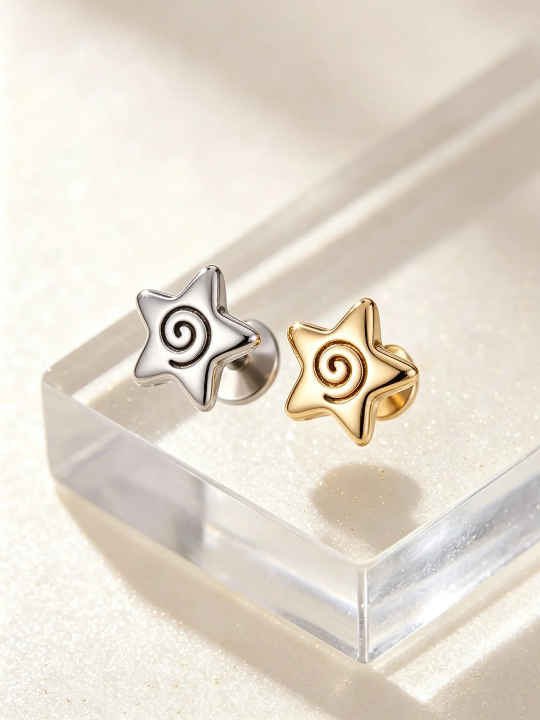 Oufer 16G Anti-Rust Stainless Steel Star Helix Cartilage Piercing Bar - 6mm Flat Back Internally Threaded Stud, Unisex Anti-Tarnish Tarnish-Proof Everyday Jewelry for Cartilage Piercings