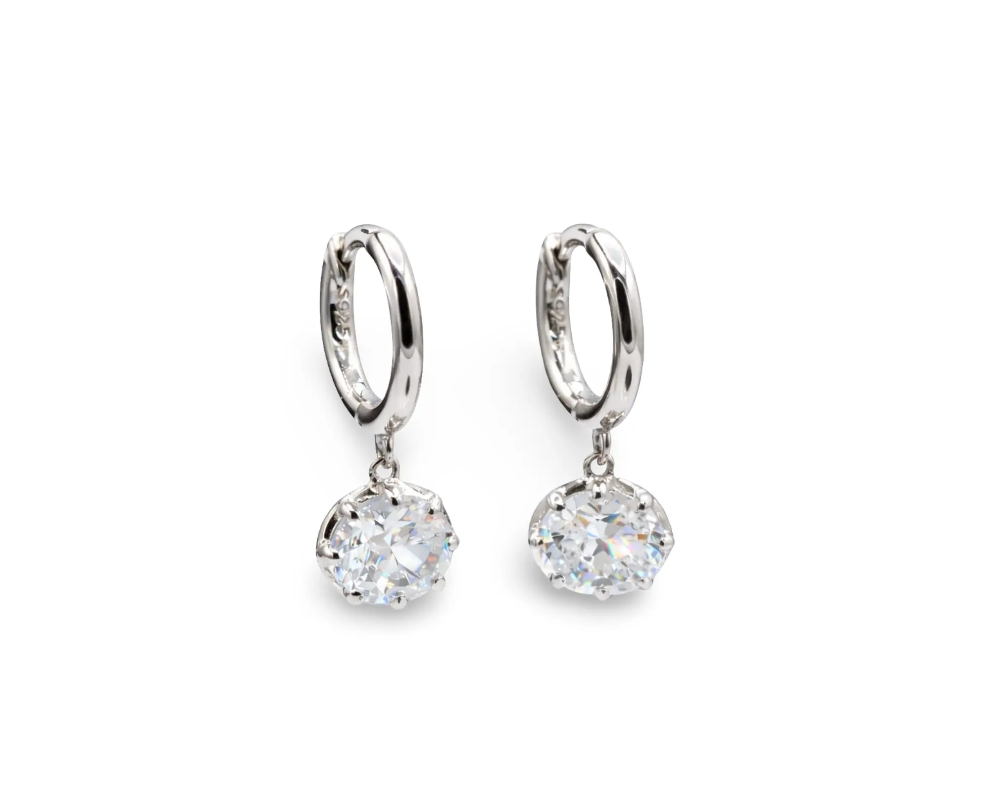 Oval Stone Earrings Sterling Silver 925
