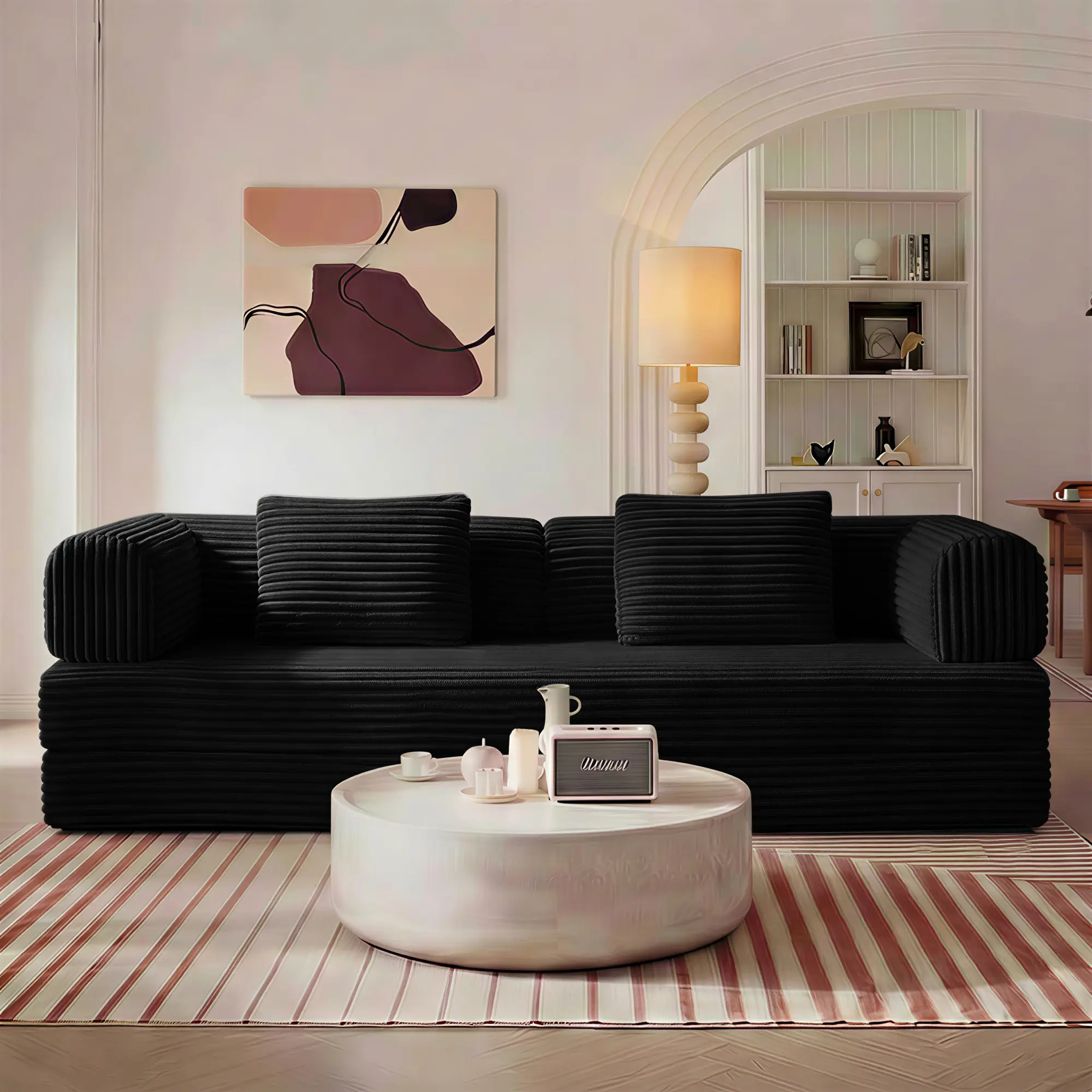 OWYLLDS Convertible Floor Sofa Bed Modular Sectional, Compression Futon Couch Sleeper with Pillow Back Support Armrest, No Assembly Required Boneless Loveseats for Living Room Bedroom Apartment Home Office