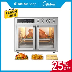 [2026 Kitchen Hack] Midea Flexify French Door Air Fryer Toaster Oven Combo 26.4 QT, Extra Large Countertop Air Fryer Oven 10-in-1 Combo 25% Faster Cooking & 90% Less Oil, Elegant Design Convection Fan, Gift of the Season