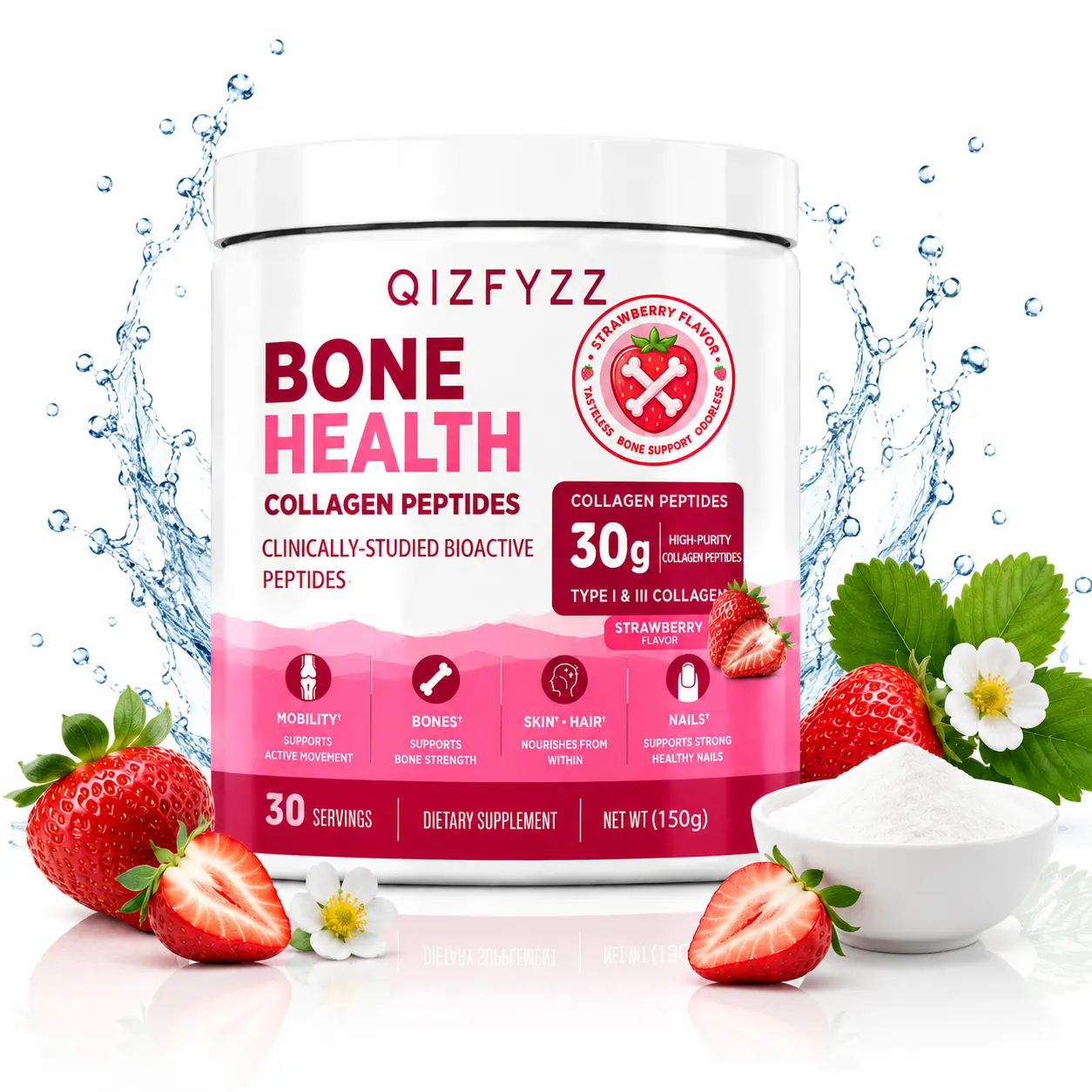 Hydrolyzed Collagen Peptides Powder (Type I & III) – Anti-Aging Supplement, 30g Protein Per Serving, 30 Servings (150g), Supports Joint Health & Mobility, Promotes Strength & Elasticity for Skin, Hair, Nails, Healthy Aging, Nail