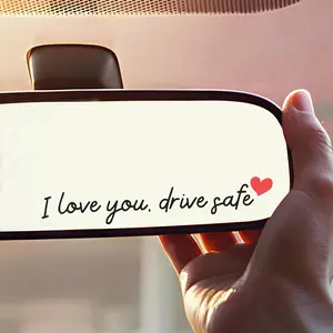 3X I Love You Drive Safe Mirror Sticker, Cute Car Stickers for Womens, Car Decals for Women, Rear View Mirror Sticker, Valentines Day Gifts for Her, Him (I Love You Drive Safe Black)