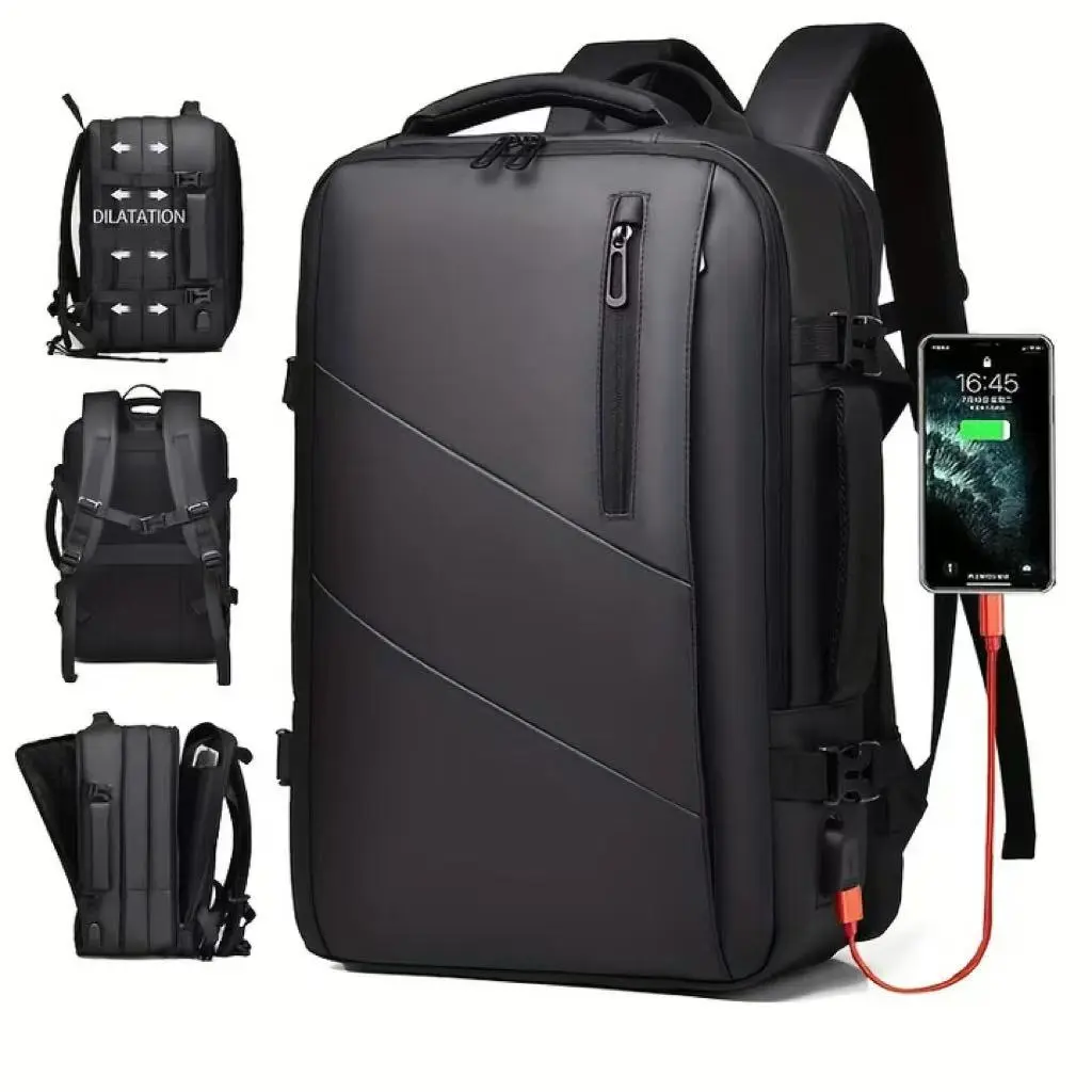 MSBAG Large Travel Backpack for Men & Women 35L TSA Approved with USB Charging Cable 15.6" Laptop Compartment for Hiking Business Work Commuting College Weekender Backpacking
