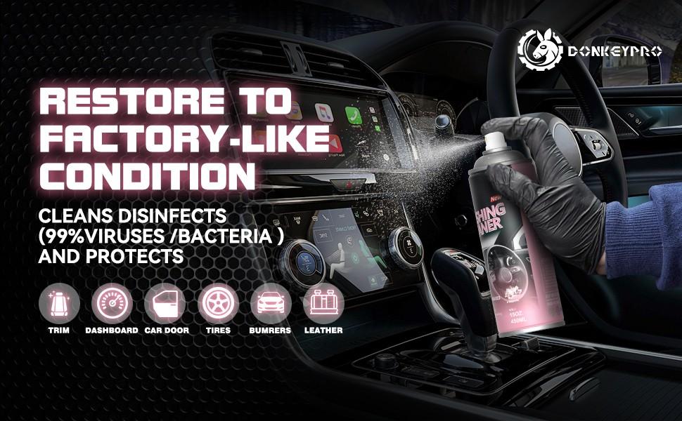 DonkeyPro Car Interior Protectant Spray For Leahter and plastic One-Step Tire Shine Spray for Precise, Even Shine and Minimal Overspray ,15oz