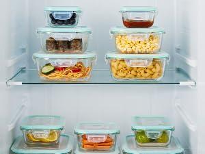 Vtopmart 18 Pack Glass Food Storage Containers with Airtight Lids, BPA Free, Reusable for Meal Prep, Lunch, Salads, Soups, Freshness Kitchen Rectangle Square Silicone