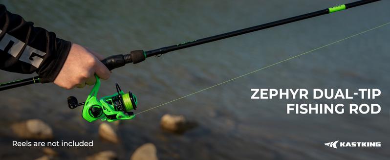 KastKing Zephyr Dual Tip Fishing Rod, Lightweight KastFlex IM6 Graphite Spinning & Casting Rod, Fuji O-Ring Guide, Dual Tips Section for Different Powers, Drop Shot Hook Keeper, EVA Grip