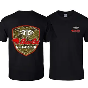 AFTCO x Bas Cat Fishing Shirt, Camo Outdoor Pullover Shirt, Feel The Rush Logo Shirt, Angler Apparel, Bass Fishing Streetwear