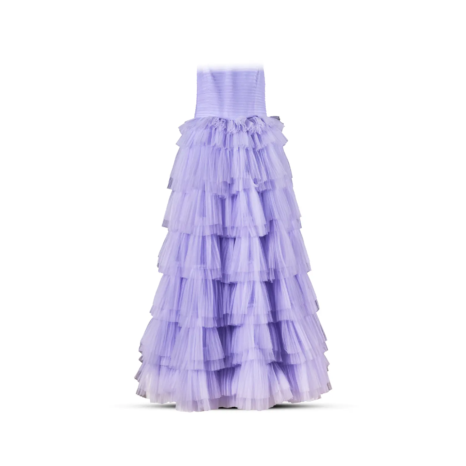 Gala Lilac – Lavender A-Line Gown with Tiered Tulle Skirt and Spaghetti Straps