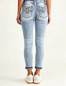 Women's High Waisted Stretchy Skinny Curvy EmbroideryPocket Straight Jeans Comfortable Fit All Seasons Women'sHigh Waisted Stretchy Skinny Curvy Embroidery PocketStraight Jeans Comfortable Fit Wide LegMicroelasticBoyfried Summer Curvy Shaping Jeans