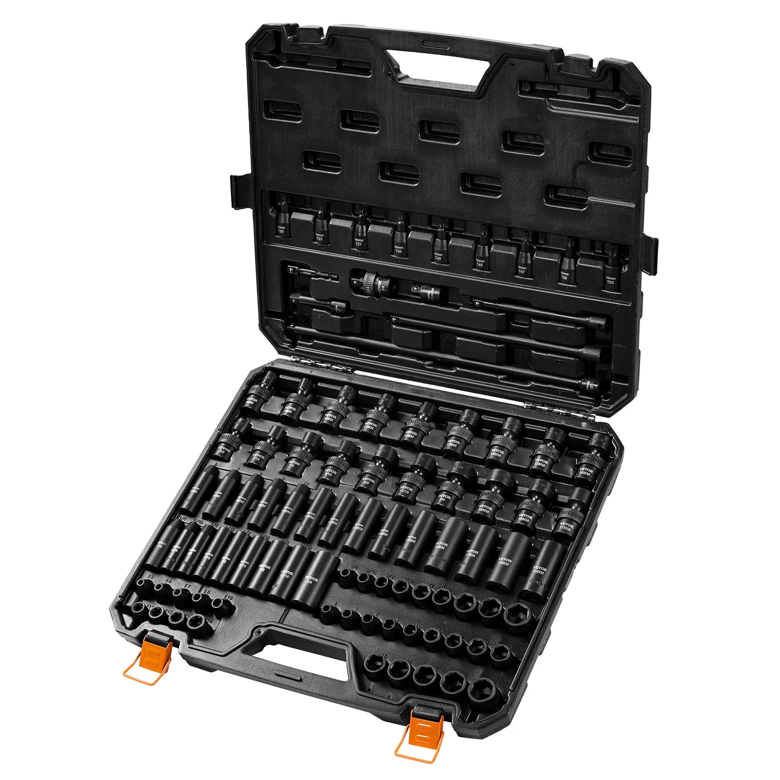【Summerfinds】VEVOR Drive Impact Socket Set Cr-Mo Alloy Steel for Auto RepairIncludes Extension Bars Universal Joint Adapter Lock Storage Case Tool BoxTools And GadgetsMechanic Tools, Tools And Gadgets, Work Tools