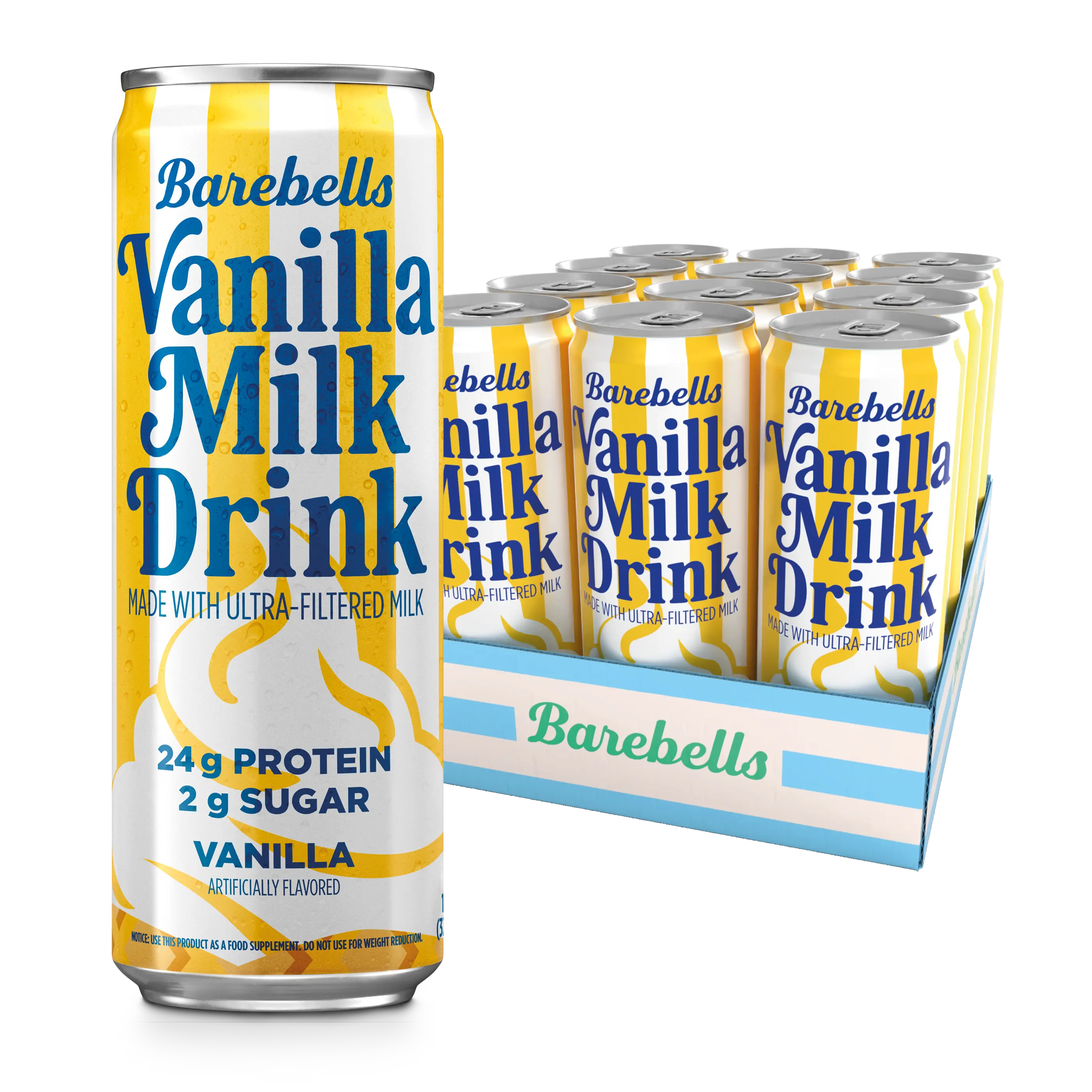 Barebells Vanilla Milk Drink – 12 Count – 11 FL OZ (325 mL) – Protein Milk Drink with 24g of Protein and Only 2g of Sugar – On-the-Go Protein Nutrition