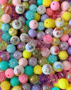 16mm Easter Mixed Beads, Easter Season, Hunter Beads, Bunny Season, Egg, Randomly Assorted Beads, Mixed Colors, Acrylic, Loose, Chunky, Round, Gumball, Crafting Supplies