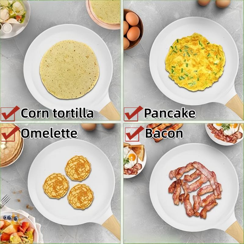 【AREL】Nonstick Crepe Pan with Spreader, 10-Inch Tortilla Pan with Detachable Handle, Ceramic Coating Pancake & Dosa Griddle, PFOA Free, Compatible with All Stoves & Induction (White)