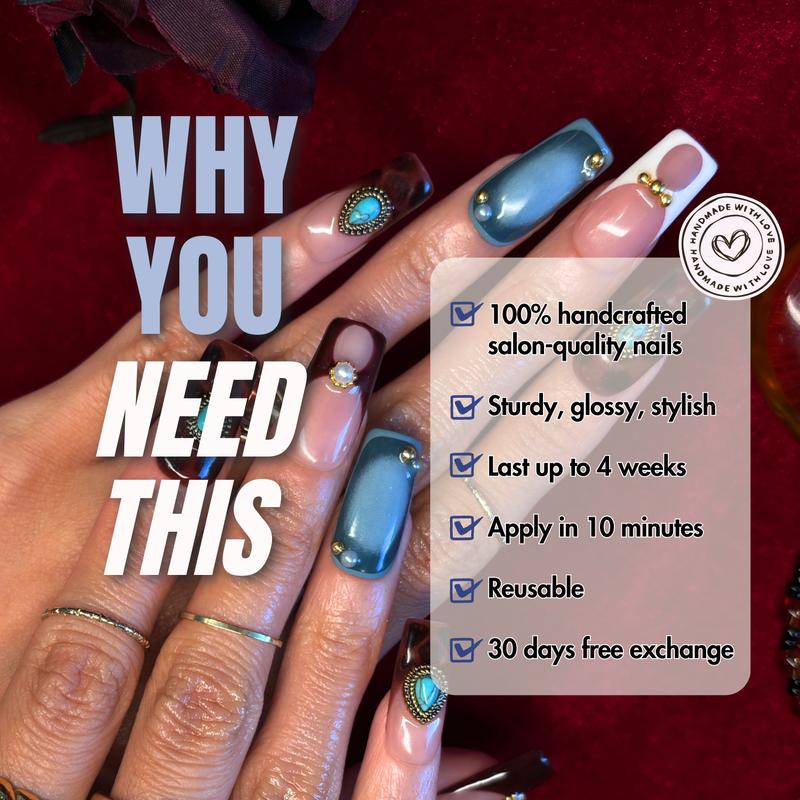 NailPhoria WINTER Collection - Handmade Press-On Nails | Reusable, Salon-Quality, Long-Lasting, Glossy Design