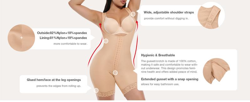 FeelinGirl Fajas Colombianas Shapewear Tummy Control Postpartum Body Shaper Butt Lifter Bodysuit with Zipper Crotch Springtok
