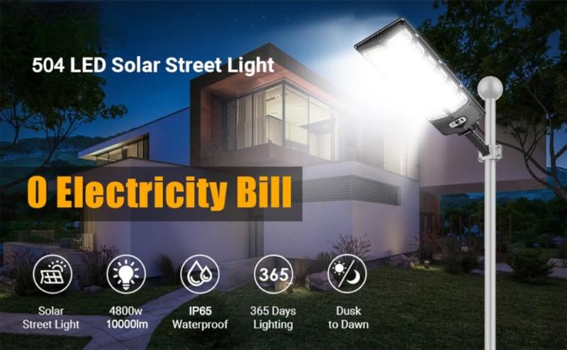 LED Solar Street Light1000W-4000W Commercial Oudoor Lights Outdoor Waterproof Hight Brightness LED,Dusk to Dawn Solar Street LightsRoad Area Lamp,3 Modes Wall Lamp Motion Sensing with Remote Control,Resistance Garden Lamp for Yard,Deck, Garden