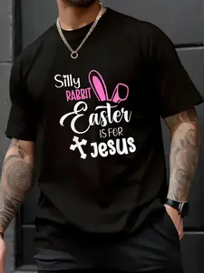 100% Cotton Unisex Silly Rabbit Easter Is For Jesus Cute Bunny Rabbit Christian T-Shirt – Vintage Vibe, Trendy Graphic, Holiday Gift Ready