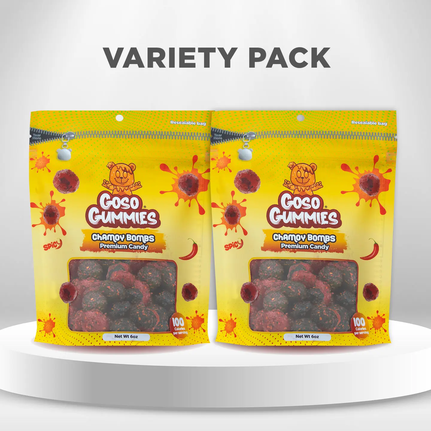 Goso Gummies Spicy Chamoy Gusher Bombs Duo Pack 12oz (2x 6oz Bags) | Sweet Sour Spicy Candy Mix | Chamoy Coated Gummies | Viral TikTok Snack