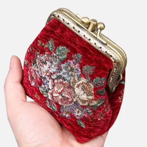 Rose Series Red Double Kiss Clasp Coin Purse