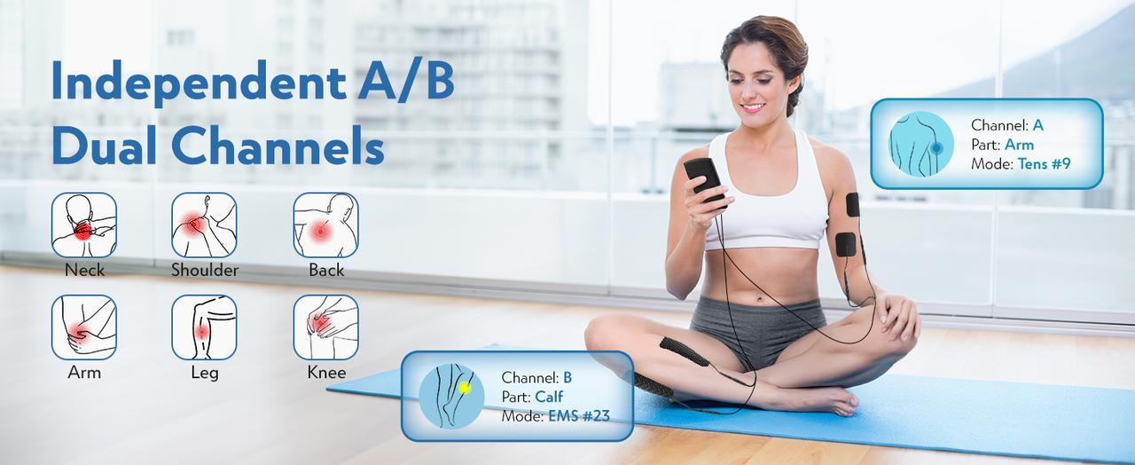 TENS & EMS Muscle Stimulator with 28 Modes, Dual Channel Muscle Stimulator Machine with 8PCS Electrode Pads, for Muscle Relief, Shoulder, Neck, Back, New Upgraded Color Screen