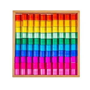 Ines Blocks - 100 Rainbow Acrylic Cubes for Math Learning & Play - Supports Counting, Sequencing, and Early Math Skills - Perfect for Stacking, Loose Parts Play, and Open-Ended Building - Recommended for Ages 3+