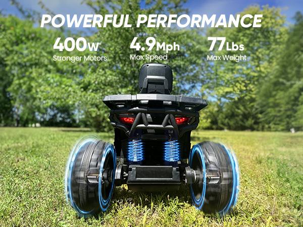 Hikiddo Kids ATV 4-Wheeler with 2 Seater, 24V Ride on Toy for Big Kids , 400W Motor, Bluetooth Hikiddo Kids ATV 4-Wheeler with 2 Seater, 24V Ride on Toy for Big Kids , 400W Motor, Bluetooth