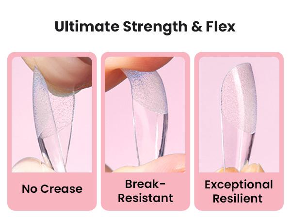 Beetles Gel Nail Tips Pre-Shaped Fake Nails Gelly Tips Clear Press on Nail Tips Full Cover False Nails Gift for Girls Women Gelly Tips Home DIY Nail Salon