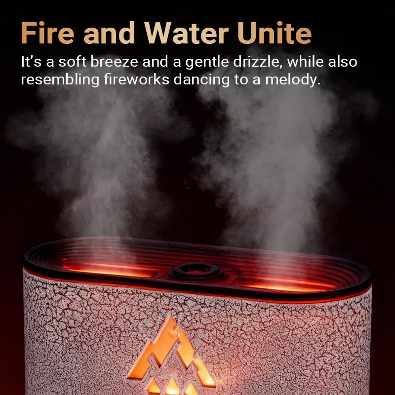 Himalayan Salt Lamp FlameRock 3-in-1 Aromatherapy Machine 250ml Essential Oil Diffuser with Simulated Flame & Jellyfish Mist LED Lighting Cool Mist Humidifier Timer Auto Off for Home Bedroom Office Negative Ions