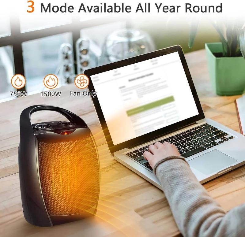 Space Heater,Electric Portable Heater Fan for Indoor Use 1500W/750W ETL Certified Ceramic Small Mini Heater with Thermostat, Home Dorm Office Desktop and kitchen,BLACK Space Heater,Electric Portable Heater Fan for Indoor Use 1500W/750W ETL Certified Ceramic Small Mini Heater with Thermostat, Home Dorm Office Desktop and kitchen,BLACK