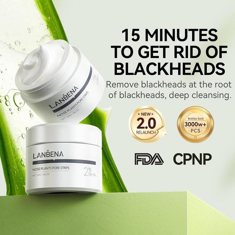 LANBENA Blackhead Pore Remover Facial Mask with Aloe Chrysanthemum Extract Gentle on All Skin Types Peel Off Nose Strips 30g Smooth Acne Prone Skin