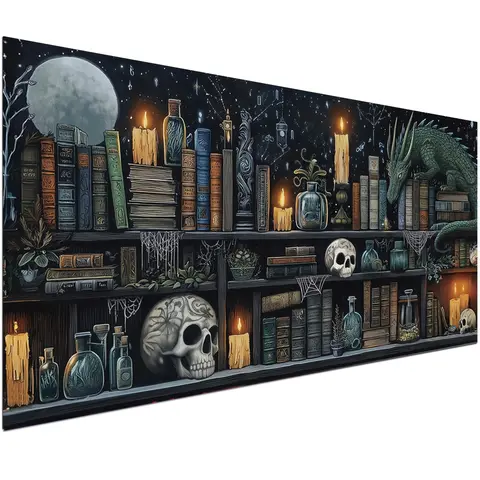 32x16 in Gothic Dragon Skull Round 5D Full Drill Diamond Art Kit - Acrylic Diamond Dots, Hobbies Kit Adults, Office DIY Craft Supplies, Relax & Unwind Home Decor, Back to School
